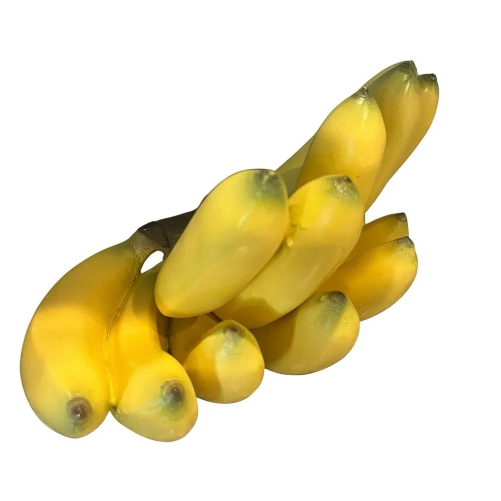 Lifelike Banana Cluster Home Staging Decor Ripe Yellow Large Bunch Fake Bananas
